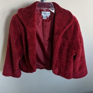 Faux Fur Red Bolero Coat